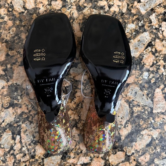 New By Far Clara PVC Iridescent Heeled 95mm Sandals - Picture 10 of 11